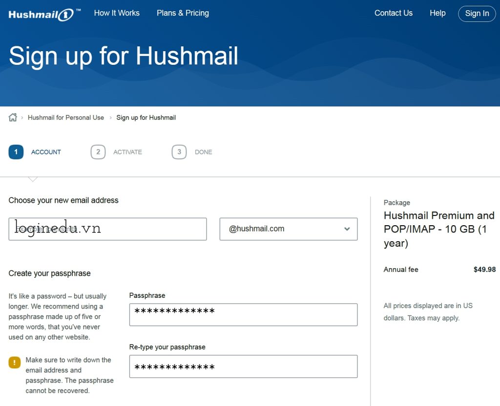 Change Hushmail Password